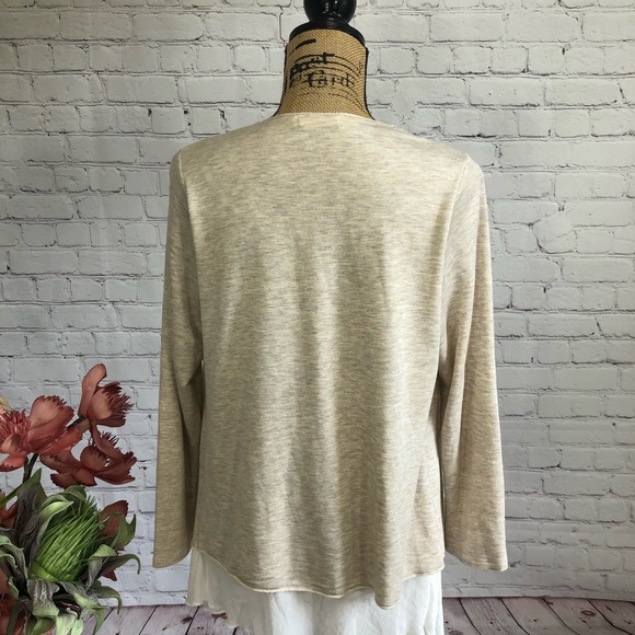 Pebble and Stone Tan and White Overlay Cardigan - Picture 7 of 10